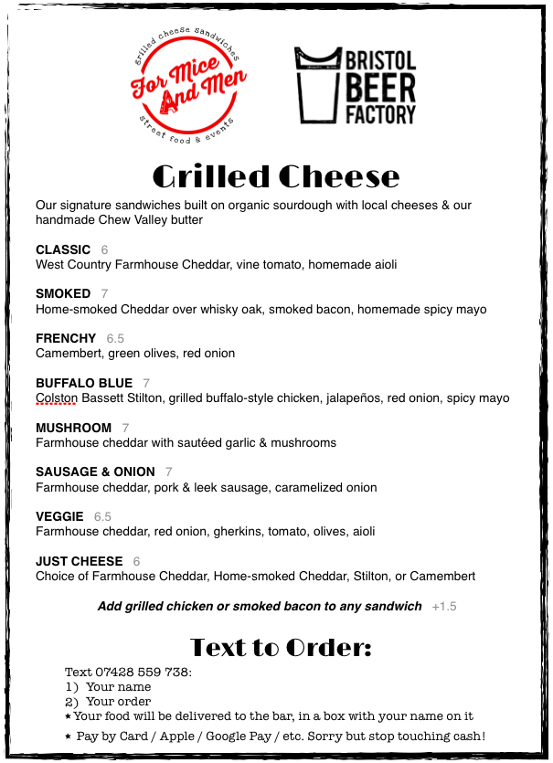 Excuse me:
📢 We are open Fridays &amp; Saturdays <a href="/BBFTaproom/">BBF Tap Room</a>  starting tomorrow @ 4pm
📢 We will be offering a local DELIVERY service next week. Stay tuned
📢HALF PRICE grilled cheese for ALL healthcare workers &amp; anyone without a paycheck or just really f*$%!n struggling right now