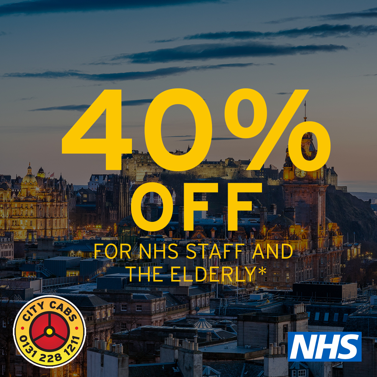 PLEASE SHARE AND RETWEET
We will be offering 40% off all taxi journeys for our customers in the local area who are over 65 and are most vulnerable, as well as all <a href="/NHSuk/">NHS</a>  staff with a valid ID. ♥
☎ Call us on 0131 228 1211 to discuss these services!

#covid19UK #Edinburgh