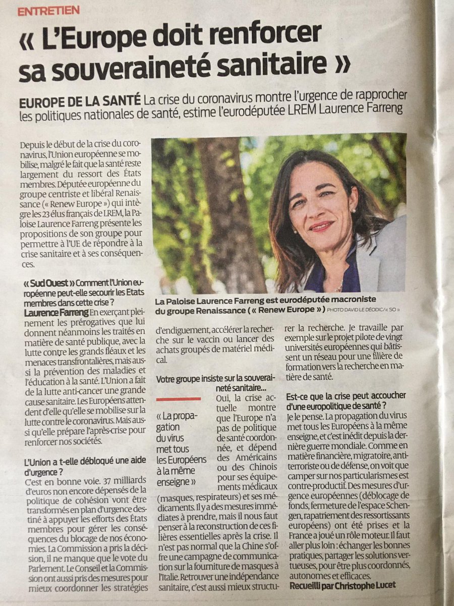 OL_C3307's tweet photo. @laurencefarreng n'a aucune connaissance des traités européens et @sudouest lui donne la parole sur une page entière. #Article38 #Article39 #Article106 #Gopé🇪🇺... Voilà ce qui explique l'état catastrophique de #HopitalPublic🇨🇵 et les blocages idéologiques en cas de #Pandémie. https://t.co/qL2qfY6HAE