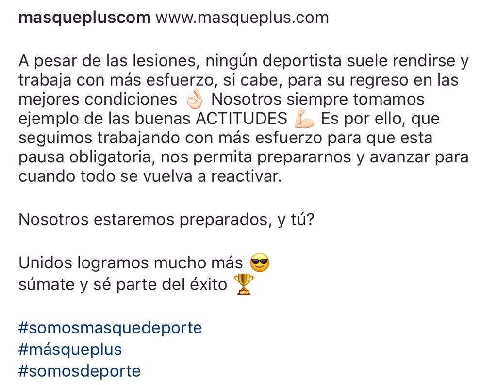 Masquepluscom's tweet photo. https://t.co/69QuX1mByG

#somosdeporte
#somosmasqueporte
#masqueplus https://t.co/A3thBN7ptG