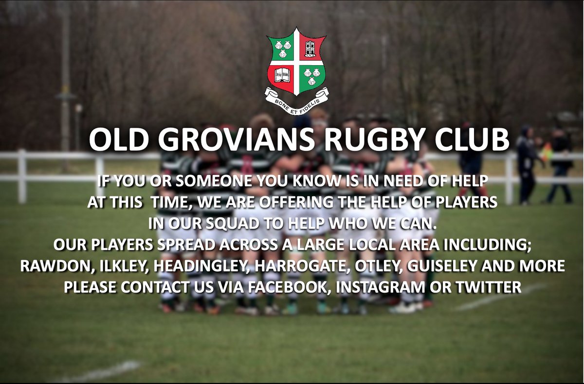 ogsevens's tweet photo. With a team of (semi) fit and athletic lads with a number of cars etc, we're looking to help anyone who may need it at this time. 

If you, or anyone you know, needs help please get in touch!

#CoronaVirusHelp #WestYorkshire #Rugby #covid19UK https://t.co/r2PUim7M7H