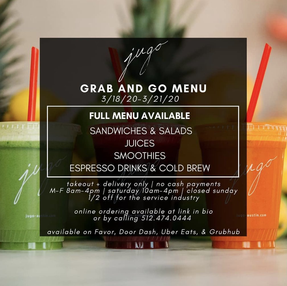 All of the @parksideprojects restaurants— <a href="/parksideaustin/">parkside</a>, <a href="/backspaceaustin/">the backspace</a>, <a href="/oliveandjuneATX/">olive & june</a>, <a href="/jugoaustin/">Jugo Austin</a> and @vamonos_texmex, are serving to-go ‘family meals’ daily for the hospitality community and Austin diners. The hospitality industry will receive half-off each meal.