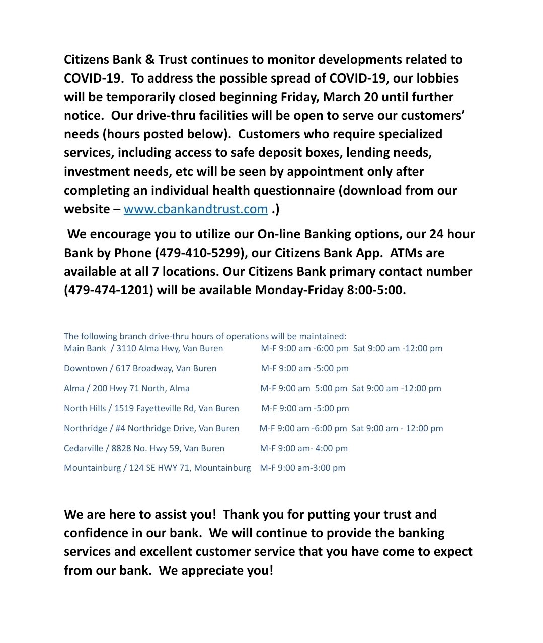 Cbankandtrust online banking sales