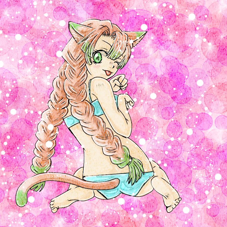 夜のお絵描き～((( *´꒳`* ))) 猫耳甘露寺蜜璃ちゃん(ﾉ≧ڡ≦)☆ #鬼滅