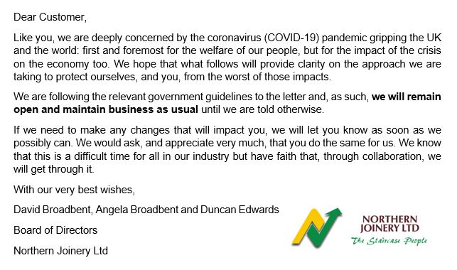 Please see below a statement from our board of directors regarding our response to coronavirus (COVID-19):