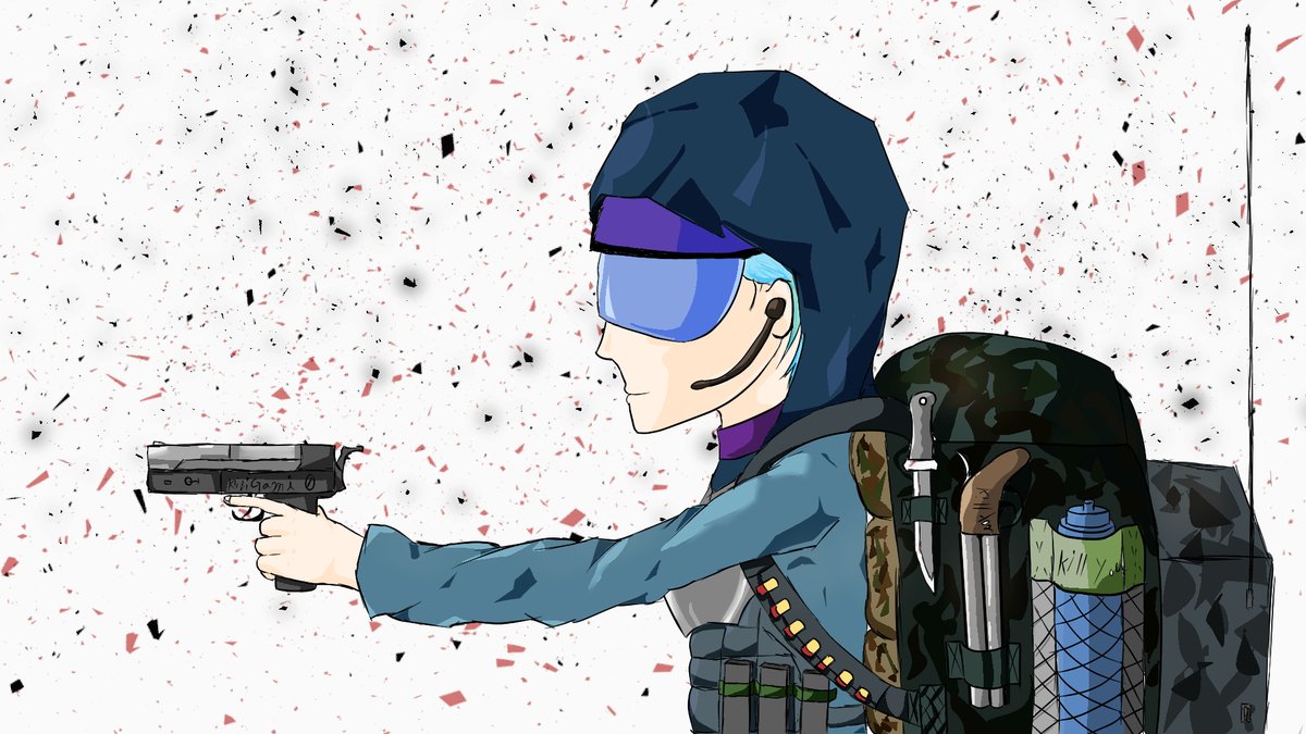 霧紙 レイ イラスト制作チュウ Lv 32 Lv 1000 仕上げました 背景は某海賊のシーンから タイトルは 玲奈の仕事 です イラスト デジタルイラスト クリスタ 銃 戦場 結月玲凪