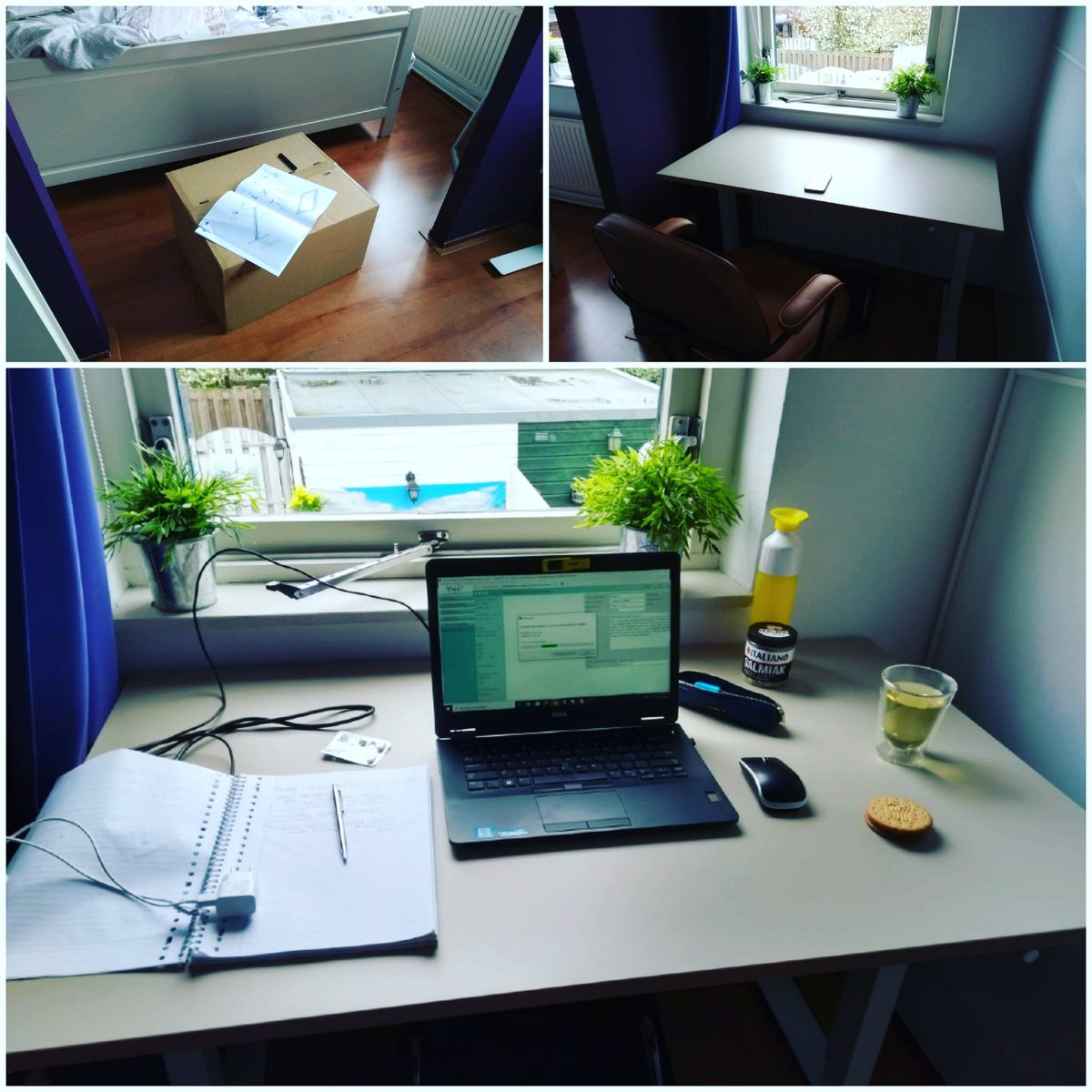 Er wordt ineens hard vanuit huisgewerkt dan toch maar een half kantoor inrichten/ aanschaffen #StayAtHome #StaySafe #thuiswerken #doorwerken #skypen