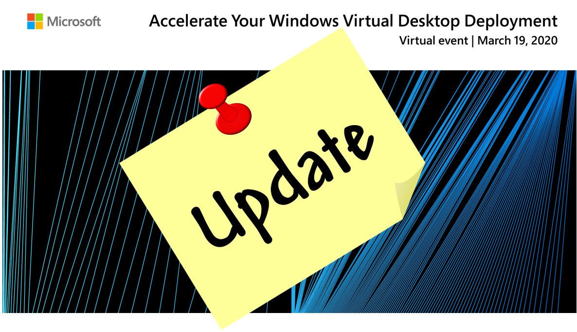 Brinkhoff_C's tweet photo. Please Share/RT! WVD Virtual Summit feature UPDATE re-cap. The new #Azure Management Portal, #Teams AV Redirection and #MSIX app attach with direct #WVD integration public previews are starting next quarter and GA later in the year! Stay tuned folks - exciting times! #WVDNext https://t.co/3oLB300tDE