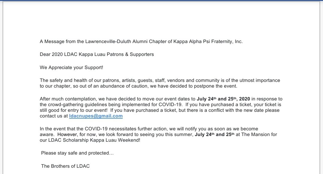 Please see the important message below regarding the LDAC Kappa Luau.