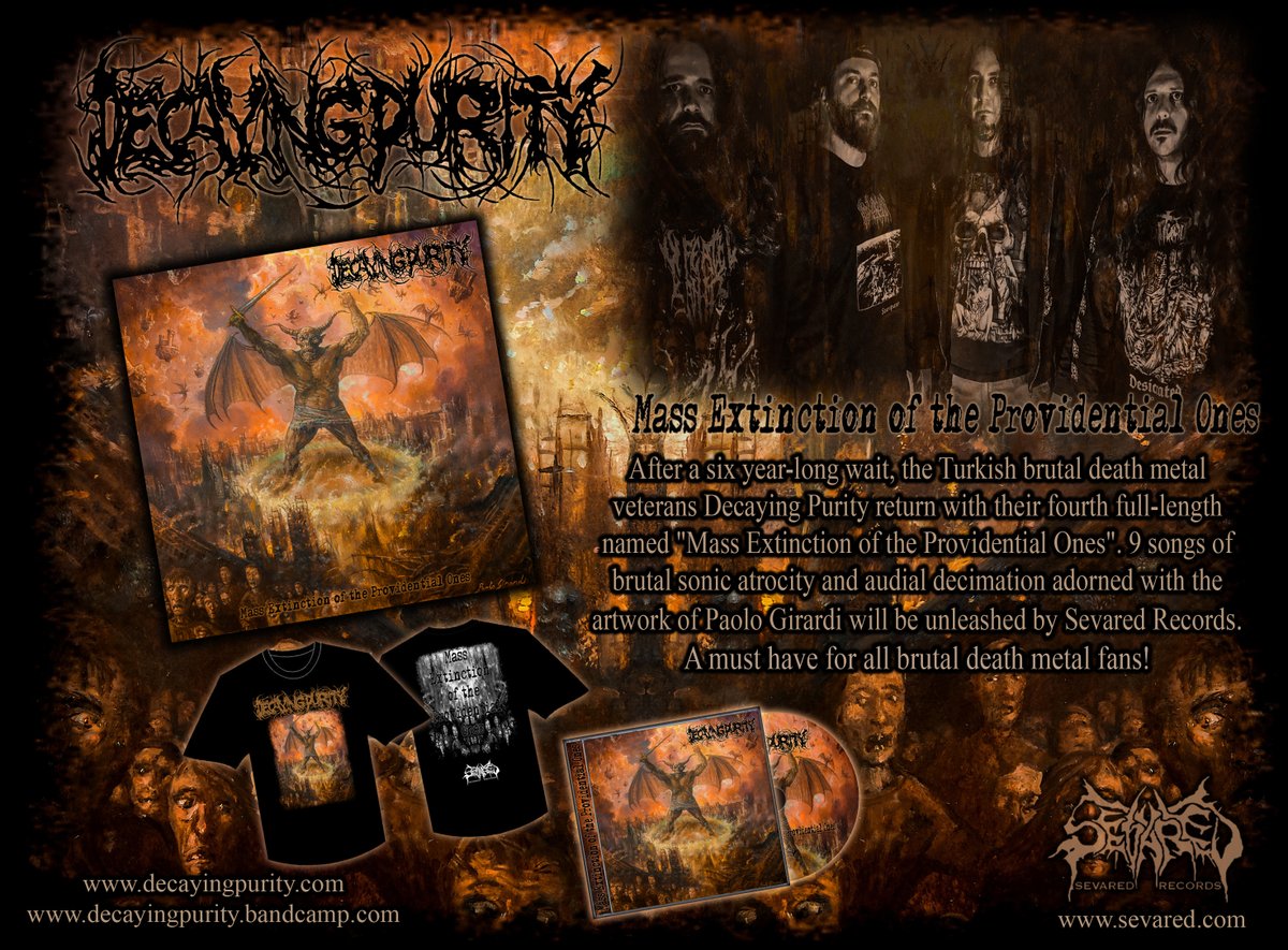 Decaying_Purity's tweet photo. NEW ALBUM IS OUT NOW!
Our 4th album "Mass Extinction of the Providential Ones" CD's and T-shirts are out now via Sevared Records.Visit Sevared Records page to order your copy.
https://t.co/47X44g9ISE #decayingpurity #massextinctionoftheprovidentialones #sevaredrecords #deathmetal https://t.co/8aIp8q4vNR
