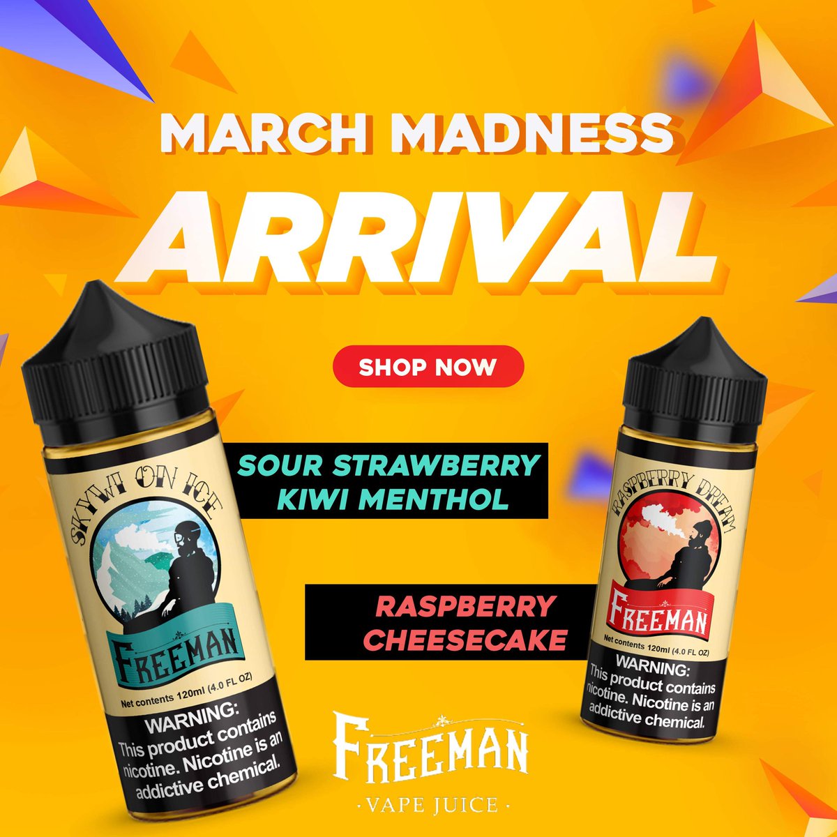 PRE-ORDER. Some good news in the meantime, we are launching two new flavors SKYWI ON ICE (sour menthol) 🥝🍓❄️ and RASPBERRY DREAM (cheesecake). 🍰

Grab them while you can, we will ship them latest on the Thursday 26th of March, 2020.

➡️ Freemanvapejuice.com