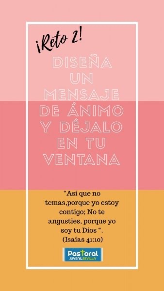 Nosotros también nos unimos al reto que lanza <a href="/DelejuSevilla/">Delegación de Juventud Sevilla</a> especialmente destinados a nuestros jóvenes y niños. Acepta este segundo reto, hazle una foto a tu mensaje de ánimo con las etiquetas #TodoVaASalirBien #Estoycontigo #CuaresmaintimaSG y #YoMeQuedoEnCasa y publícalo¡¡¡