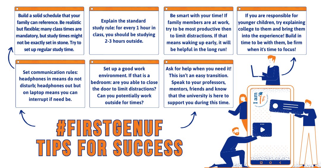 MFOSatUF's tweet image. Here are 7 tips for our #FirstGenUF gators to help during this online transition 💻 We are here for each and every one of you! #WeBeatThisTogether 🐊