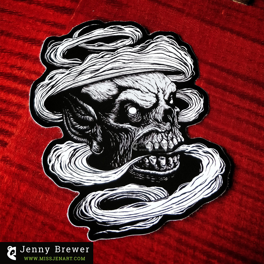 missjenart's tweet photo. Foglet vinyl stickers in my Etsy shop! 
➡️ https://t.co/reyi3nt1Z4 ⬅️ 

Huge thanks to @awesomemerch for these and their #freestickerfriday giveaway! You guys rock! 🤘

Drawing inspired by the #witcher #game series. #gamer #sticker #vinyl #decal #monster #zombie #dark #horror https://t.co/DoHrnBstz0