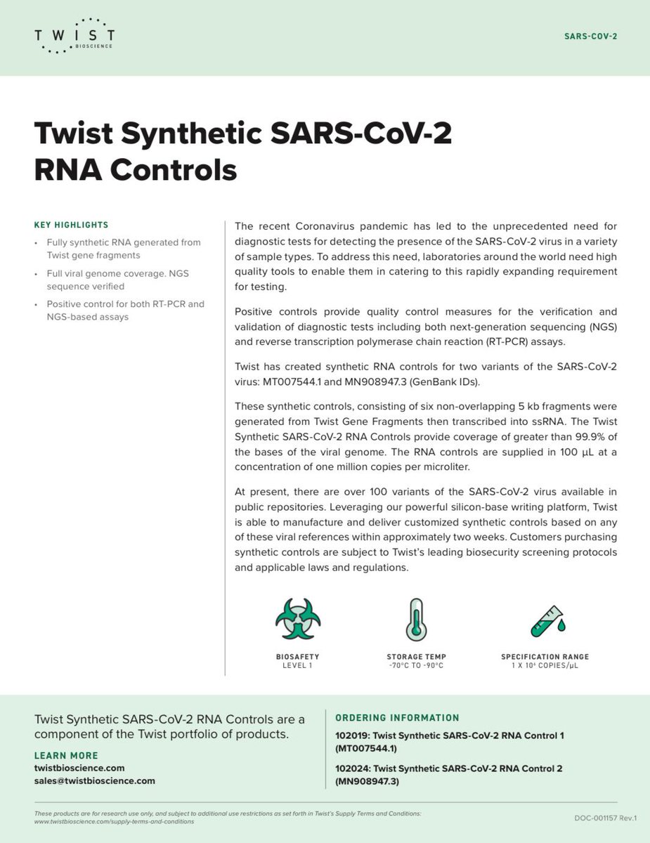 Twist Bioscience (@twistbioscience) on Twitter photo Hey <a href="/AMPath/">Association for Molecular Pathology</a>, <a href="/IDSAInfo/">IDSA</a>, <a href="/ASMicrobiology/">ASM</a>, <a href="/Pathologists/">CAPathologists</a>, <a href="/APHL/">APHL</a>, and @_AACC, if you need positive controls for your SARS-CoV-2/COVID19 tests, we can help! #COVID19 #WeMakeDNA
Genomic tools for addressing the SARS-CoV-2 virus | Twist Bioscience buff.ly/3a5kzUE Hey <a href="/AMPath/">Association for Molecular Pathology</a>, <a href="/IDSAInfo/">IDSA</a>, <a href="/ASMicrobiology/">ASM</a>, <a href="/Pathologists/">CAPathologists</a>, <a href="/APHL/">APHL</a>, and @_AACC, if you need positive controls for your SARS-CoV-2/COVID19 tests, we can help! #COVID19 #WeMakeDNA
Genomic tools for addressing the SARS-CoV-2 virus | Twist Bioscience buff.ly/3a5kzUE