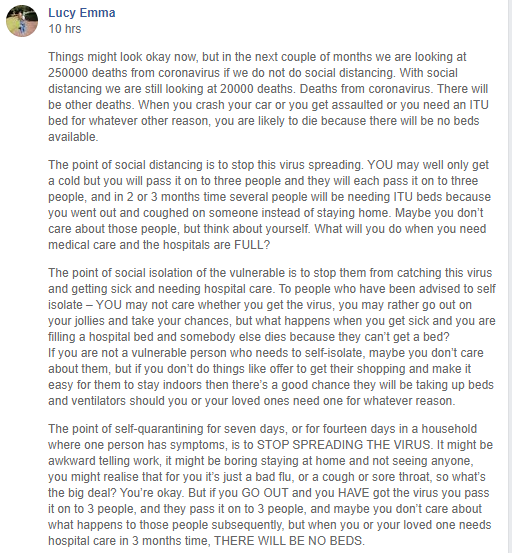 PeteApps's tweet photo. From my sis, an NHS doctor in a London hospital. Worth a read: https://t.co/Y39TQawmUX