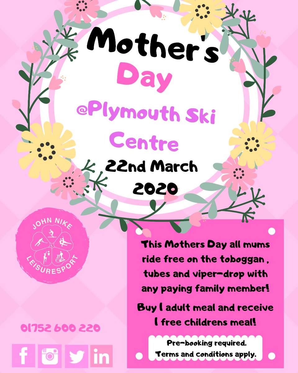 Yay! This Mothers Day all mums ride free on the toboggan, tubes and viper-drop with any paying family member! Buy 1 adult meal and receive 1 free children's meal! Don't forget to book 01752 600 220 #mothersday2020 #familyfun #familydayout