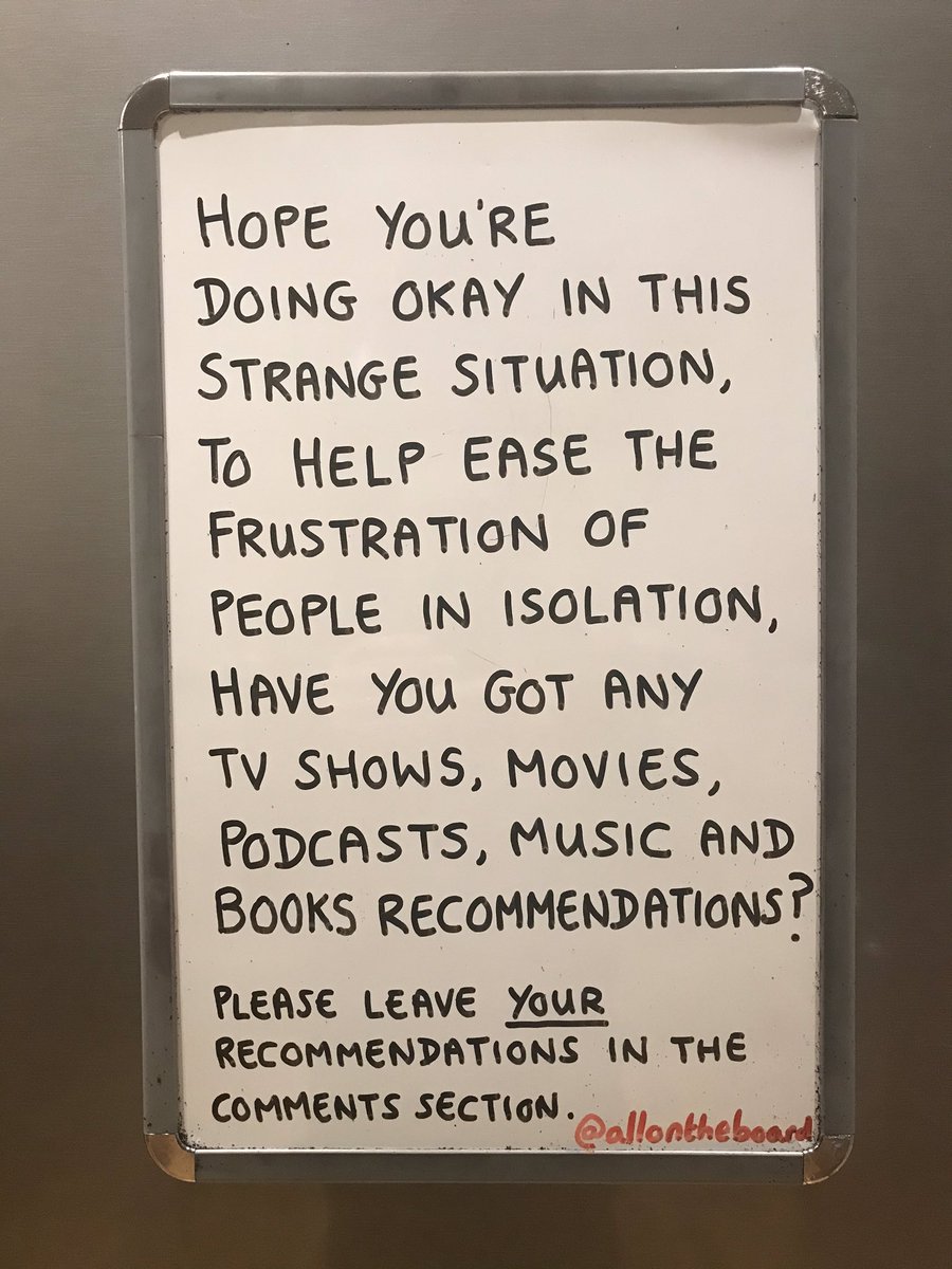 All On The Board (@allontheboard) on Twitter photo Have YOU got any recommendations for people in isolation? At the moment we’re watching After Life (again) by <a href="/rickygervais/">Ricky Gervais</a> eagerly awaiting the new series. <a href="/allontheboard/">All On The Board</a>
#StaySafeStayHome #SelfIsolation #SocialDistancing #allontheboard Have YOU got any recommendations for people in isolation? At the moment we’re watching After Life (again) by <a href="/rickygervais/">Ricky Gervais</a> eagerly awaiting the new series. <a href="/allontheboard/">All On The Board</a>
#StaySafeStayHome #SelfIsolation #SocialDistancing #allontheboard