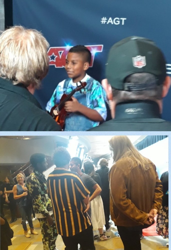 TButlerFigueroa's tweet photo. Hello! Behind the scenes pics last year #AGT S14! #SimonCowell #JosephAllen singer, #RyanNiemiller comedian and #ChrisKlafford singer ❤🎻👀🙏👩👦👦🤩💥 #TylerButlerFigueroaViolinist #tbutlerfigueroa #AGT #GoldenBuzzer #nbc #LeukemiaAwareness #StopBullying #KeepReaching #Survivor https://t.co/CQFaFrF3tm