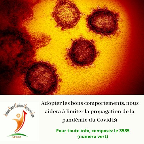 AFEEJ Burkina (@afeej1) on Twitter photo Il n'y a que par les bons comportements que nous aurons que nous pourrons stopper et vaincre cette pandémie...
#Covid19
#PourMonFaso
<a href="/BurkinaGtsr/">GTSR/Burkina</a> <a href="/NinaFatym/">KONE F Nina</a> <a href="/qgjeune/">QG Jeune</a> <a href="/MikaOuedraogo/">mika ouedraogo</a> <a href="/BilliNowNowII/">Billi Now Now II-YA PAALE</a> <a href="/OoasWaho/">WAHO | OOAS</a> <a href="/rochkaborepf/">Roch KABORE</a> <a href="/santeburkina1/">Ministeredelasantebf</a> <a href="/NicolasMedaProf/">Nicolas Meda</a> <a href="/MedaNicolas/">Nicolas MEDA</a> <a href="/Arocube13/">Daboné Arthur Armand Arnaud 🇧🇫</a> Il n'y a que par les bons comportements que nous aurons que nous pourrons stopper et vaincre cette pandémie...
#Covid19
#PourMonFaso
<a href="/BurkinaGtsr/">GTSR/Burkina</a> <a href="/NinaFatym/">KONE F Nina</a> <a href="/qgjeune/">QG Jeune</a> <a href="/MikaOuedraogo/">mika ouedraogo</a> <a href="/BilliNowNowII/">Billi Now Now II-YA PAALE</a> <a href="/OoasWaho/">WAHO | OOAS</a> <a href="/rochkaborepf/">Roch KABORE</a> <a href="/santeburkina1/">Ministeredelasantebf</a> <a href="/NicolasMedaProf/">Nicolas Meda</a> <a href="/MedaNicolas/">Nicolas MEDA</a> <a href="/Arocube13/">Daboné Arthur Armand Arnaud 🇧🇫</a>