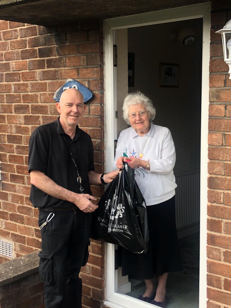 SamLawr3's tweet photo. Here are our site team at @KingsWoolston delivering care packages to some of our more vulnerable residents in our local community. We are pulling together when it matters most - character isn't what we teach, it's what we do! @ShaneIerston #schoolclosuresuk #community #teamkings https://t.co/W32Ck92VFw