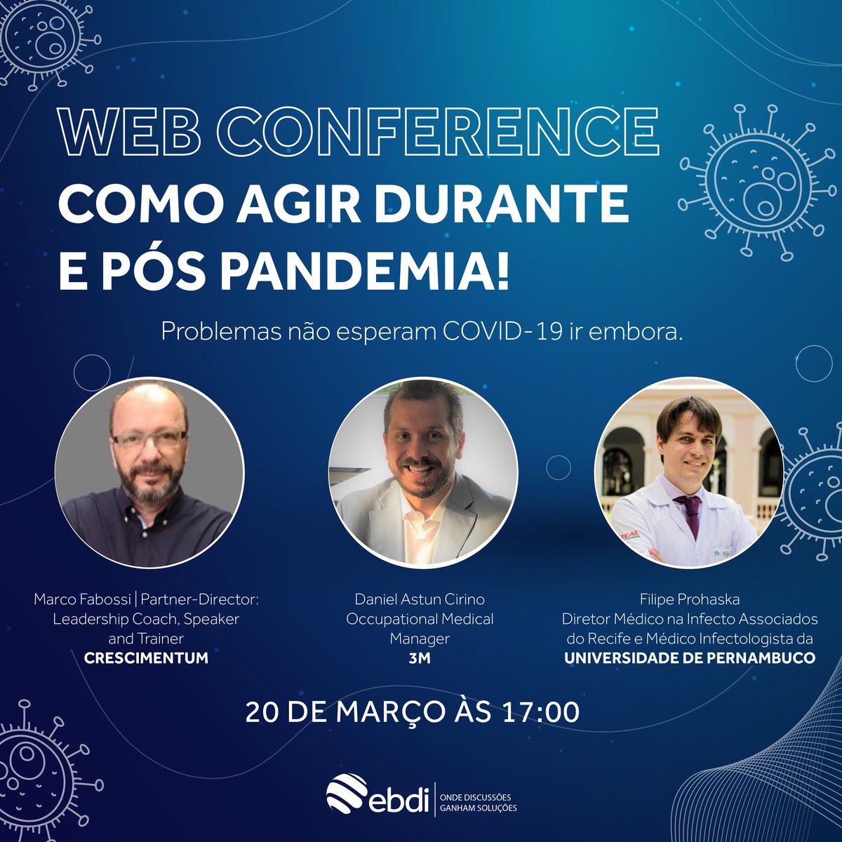 Sexta-feira (20/03) iniciaremos uma Web Série para discutir sobre o #COVID-19.

Para participar:
• Faça cadastro no link
• Enviaremos invite com link para participar conosco
• Enviaremos estudo e materiais elaborados com base nos estudos

Link - hubs.ly/H0nJBby0
