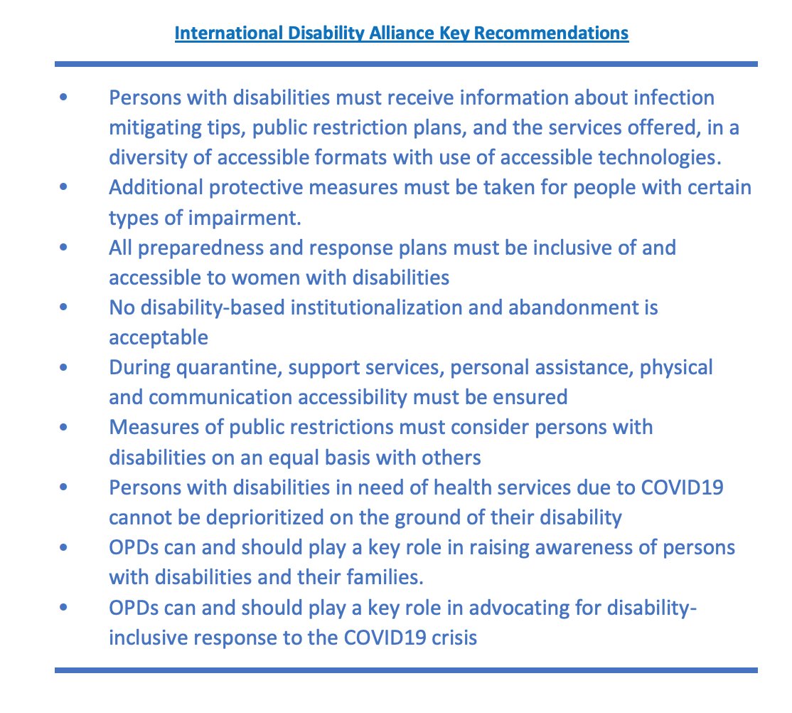 We are aware &amp; are shocked to learn of reports that some of our brothers &amp; sisters with disabilities are facing further discrimination and isolation in the current climate with  COVID-19. We have prepared a COVID-19 webpage w key recommendations. bit.ly/2IYu7VF #COVID19