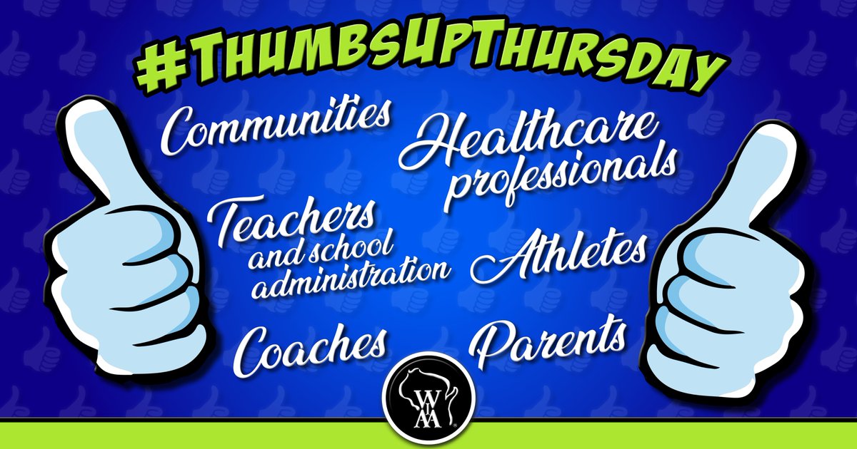 Healthcare staff, for your sacrifice &amp; dedication.
Teachers, for all you're doing to keep kids learning.
Coaches, for supporting athletes from afar.
Athletes, for your patience &amp; love of the game.
Parents, for supporting your family.
Communities, for your strength.
#ThumbsUpThurs