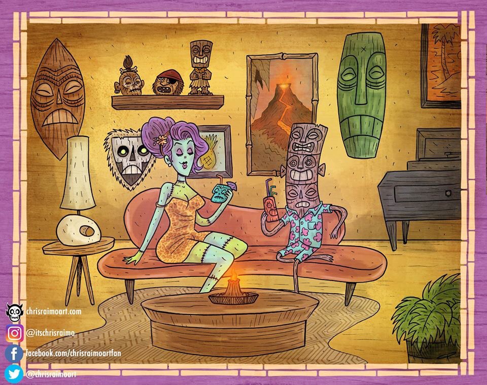 chrisraimoart's tweet photo. “Let’s Stay Home Tonight” #chrisraimoart #chrisraimo #tiki #spooky #spookythings https://t.co/EM3kRknHDu
