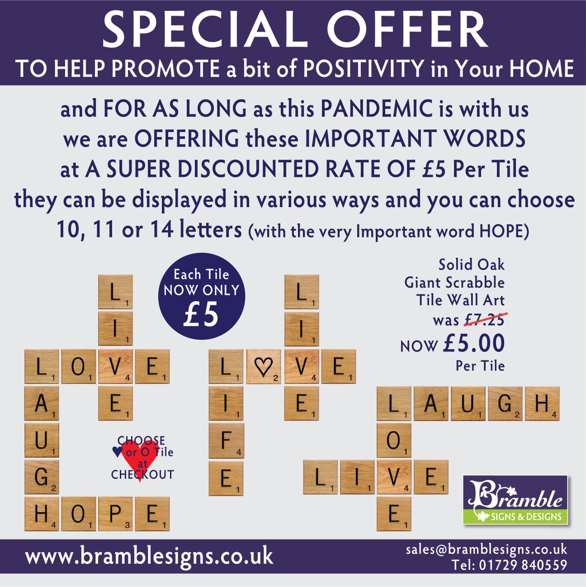 Special Offer - To help promote a bit of positivity in your home.

bramblesigns.co.uk

#family #love #live #laugh #hope #signs #home #house #specialoffer #housesign #sign #wood #oak #bespoke #handmade #etsy #amazon #handcrafted #scrabble #mrshinch