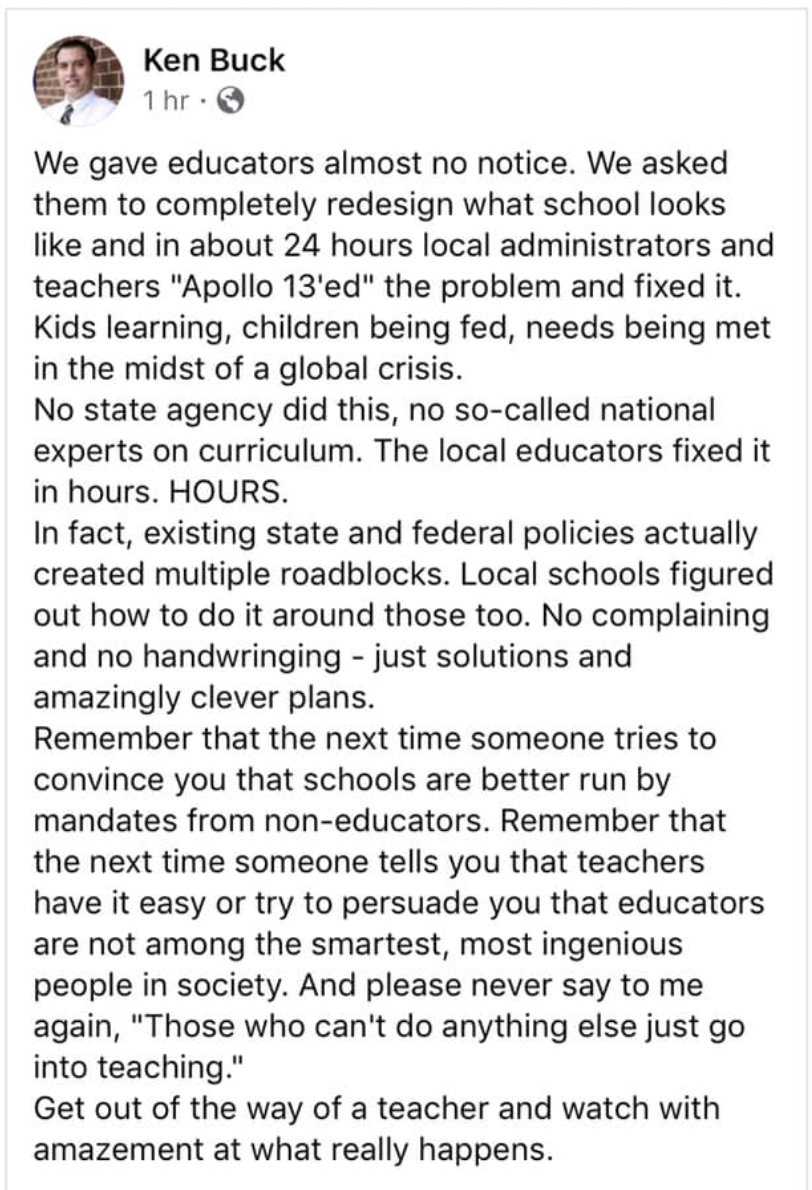 A week ago we were watching a Board meeting, discussing  canceling field trips, plays, extra curricular activities, and the closure of schools. Look at how much has changed. Thank you Dr. Lubelfeld, Monica Schroeder and Admin for getting out ahead of this. #112leads #d112teachers