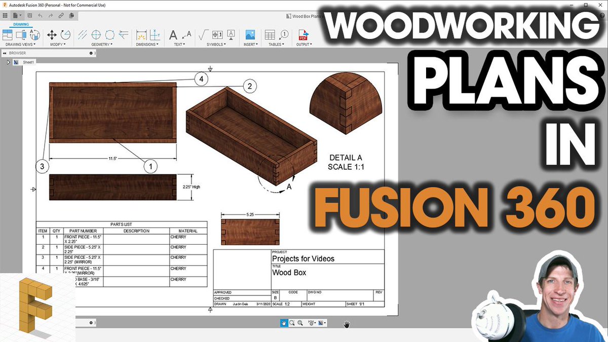 FusionTutorials's tweet image. In this video, learn how to export plans and a cutlist from your #Fusion360 box model from earlier this week! This #Woodworking tutorial will teach you how to add dimensions, different views, and much more!

thefusionessentials.com/creating-woodw…
