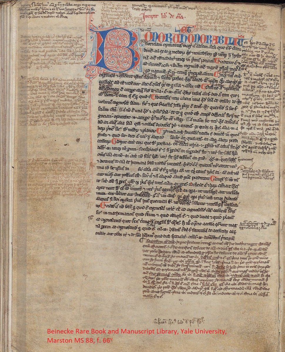 PieterBeullens's tweet image. Heavily annotated copy of James of Venice's translation of De anima. Nicely decorated first line!
brbl-dl.library.yale.edu/vufind/Record/…