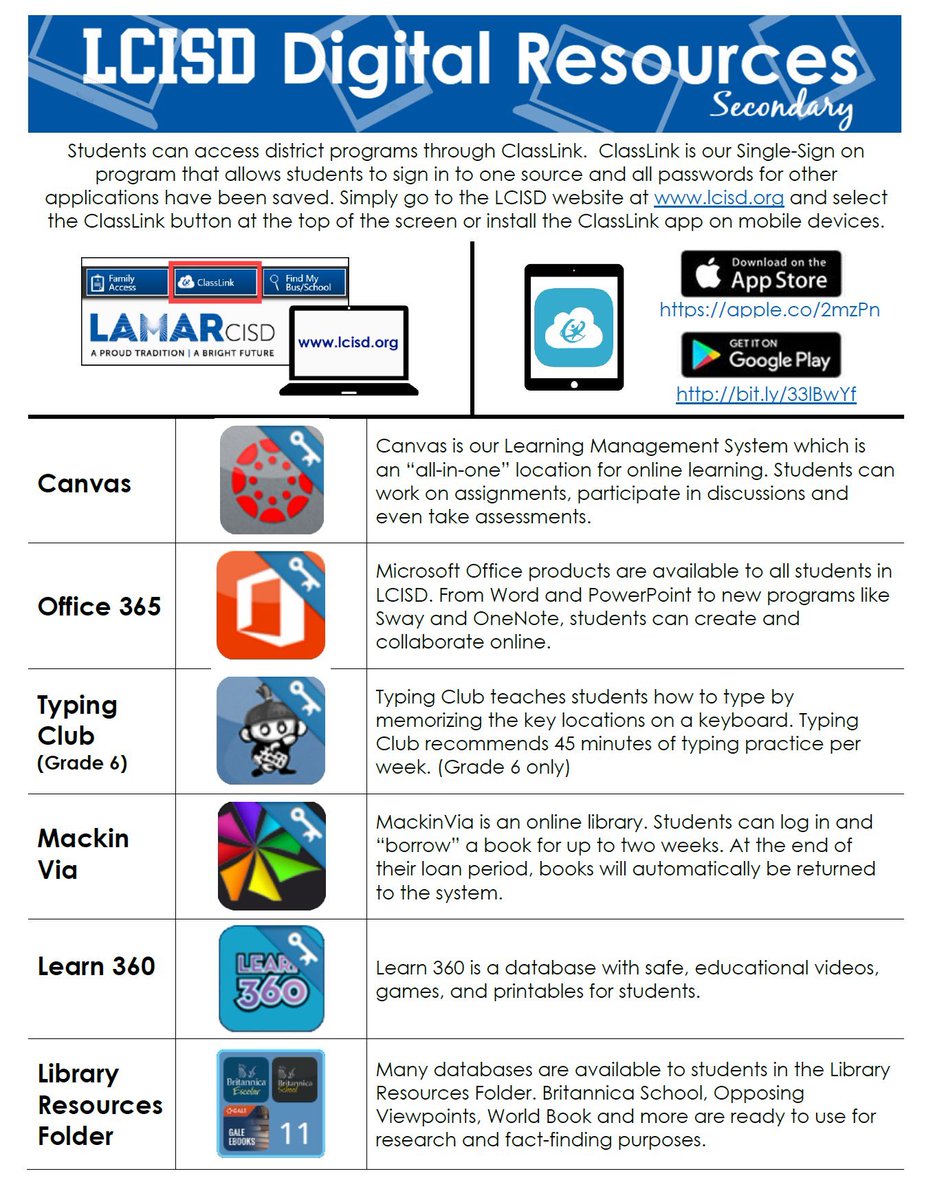 jcnowak_'s tweet photo. LCISD online resources for secondary students 👍🏼 https://t.co/Emk8EQZ2yP