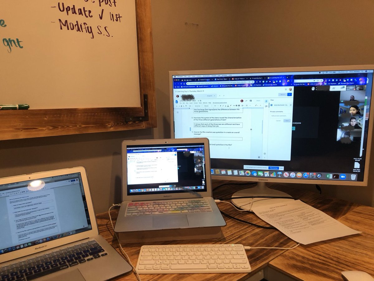 MissWeldonOQ's tweet photo. Getting pretty good at multitasking during these E Learning days! Love being able to see the kids and interact with them!! #sd113a #ilschoolsstepup https://t.co/dUn748p4LF