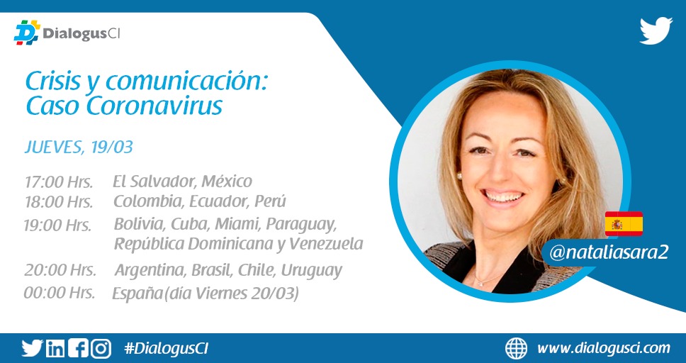 #DialogusCI les anima a #QuedarseEnCasa y Participar de nuestro Debate <a href="/DialogusCI/">DialogusCI</a> N°172 sobre Comunicación y Crisis. Caso Coronavirus, moderado desde #España por Natalia Sara <a href="/nataliasara2/">Natalia Sara Mendinueta | COMUNICACIÓN DE CRISIS</a> Gerente del Área Crisis y Riesgos en LLYC Madrid <a href="/LlorenteyCuenca/">Llorente y Cuenca (LLYC)</a>  #EstamosJuntosEnEsto