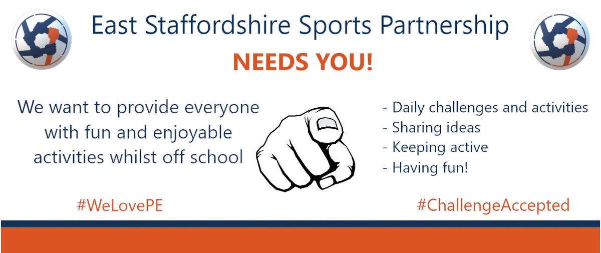 Eaststaffssp's tweet image. Twitter family we need your help! 

We know this is an uncertain time with #COVID19, the future of schools and the potential of everyone self-isolating so we want to help you.

#WeLovePE #ChallengeAccepted 

(1/4)
