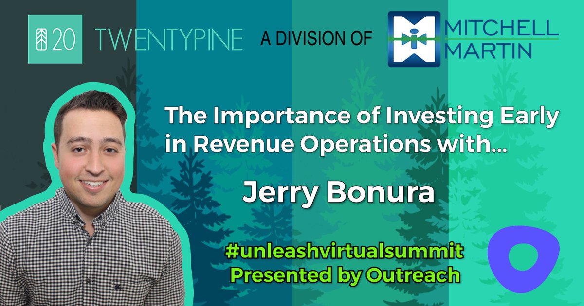 We're looking forward to a lot of amazing #virtual events this year. Especially the #UnleashVirtualSummit put on by Outreach 
@TwentyPine's <a href="/SalesforceJerry/">Jerry 20P</a>  is presenting on the importance of investing early in #RevenueOperations early.

#revops 
unleashvirtual.outreach.io/talks/the-key-…