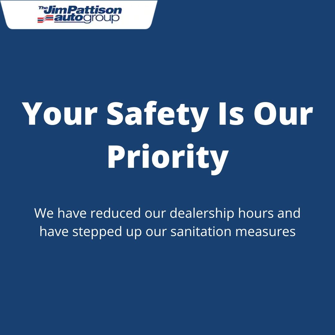 The safety of our guests is our priority. During this time, we have reduced our BC dealership hours and have stepped up our sanitation measures in all our dealerships.

Please click the link below to read our Health and Safety Plan:

jpautogroup.com/jim-pattison-a…