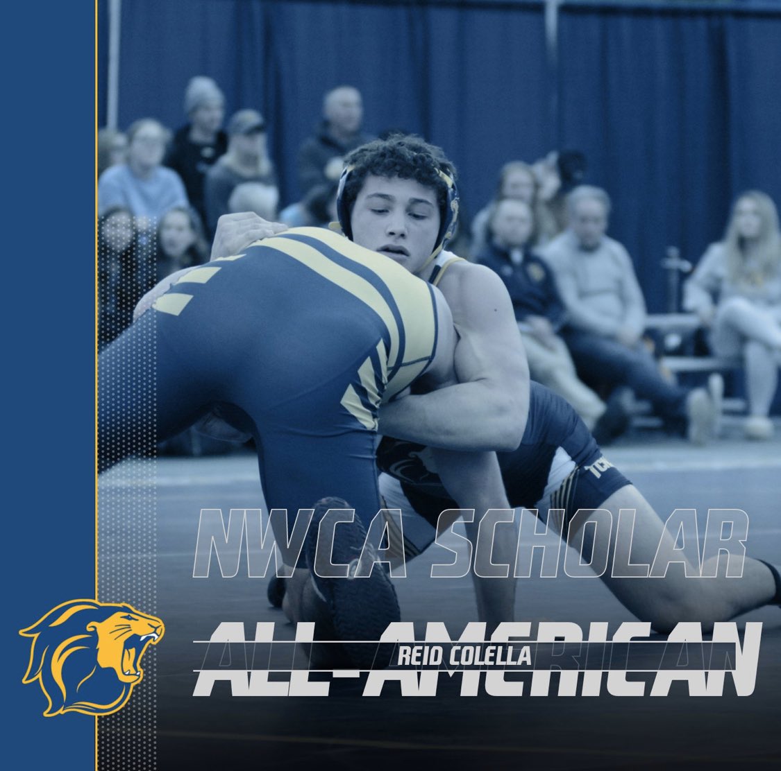 NWCA Scholar All-American! GPA of 3.2 or above, in half the team competitions, and at least .67 win percentage. Colella starts his freshman campaign trying to tie Kilroy’s all-time team record. #tcnj #tcnjtoday #LionStrong <a href="/reidcolella/">Reid</a>