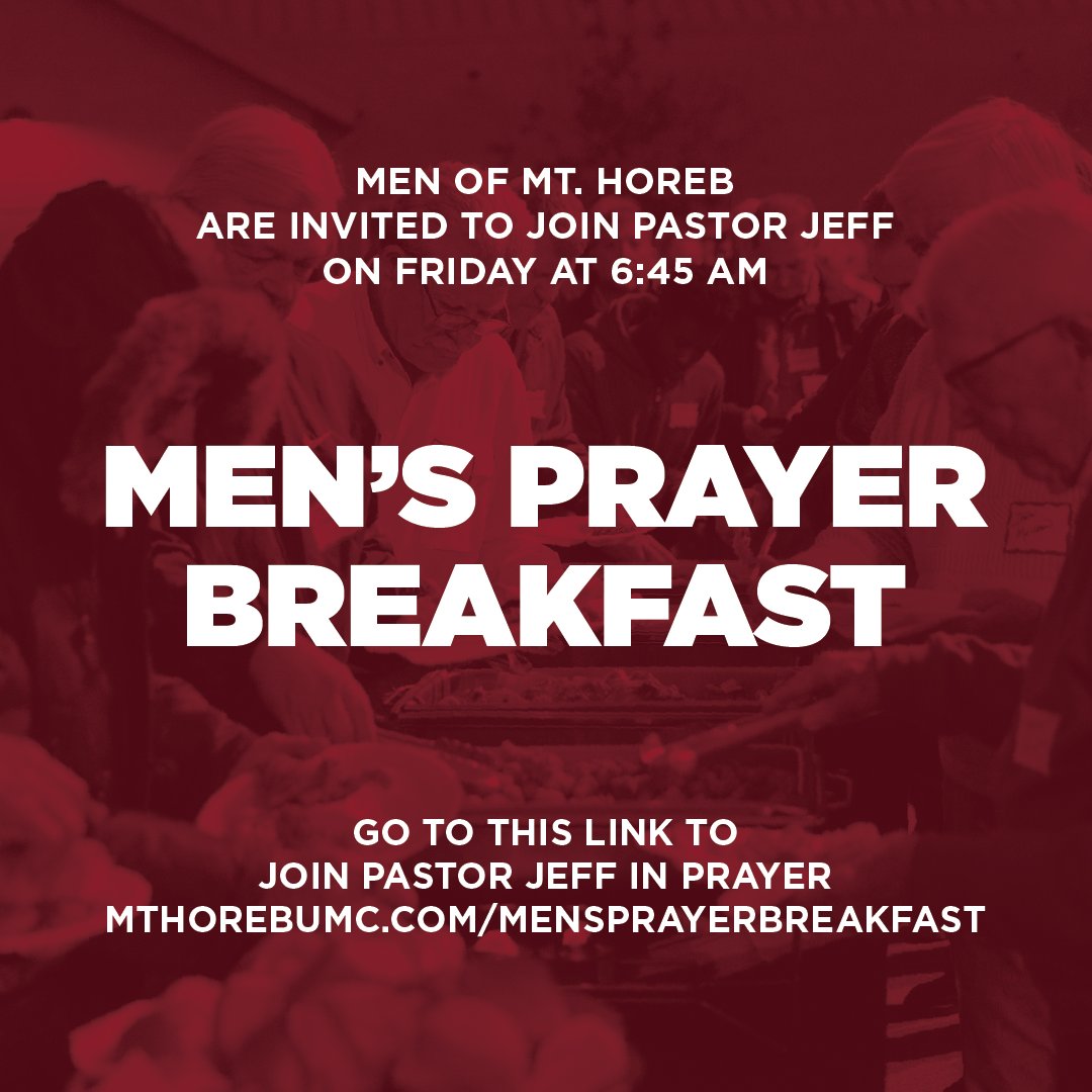 MtHorebChurchSC's tweet photo. Friday morning’s Men’s Prayer Breakfast will be livestreamed tomorrow morning! Men, we’d love for you to join us online with Pastor Jeff as we pray and seek God during this tumultuous time. https://t.co/D5siCqobyF