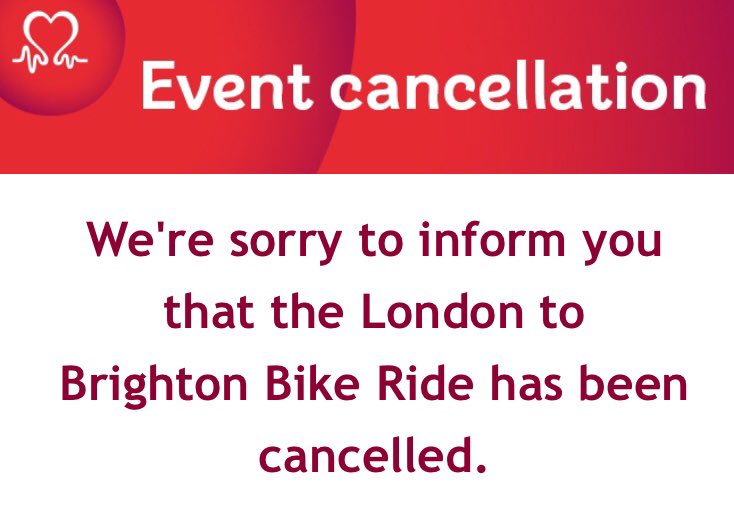 MrPhilFreak's tweet photo. It’s sad so sad. It’s a sad sad situation. #london2brighton  #bikeride #L2B London to Brighton cancelled 🥺 https://t.co/LY1umvA0xw