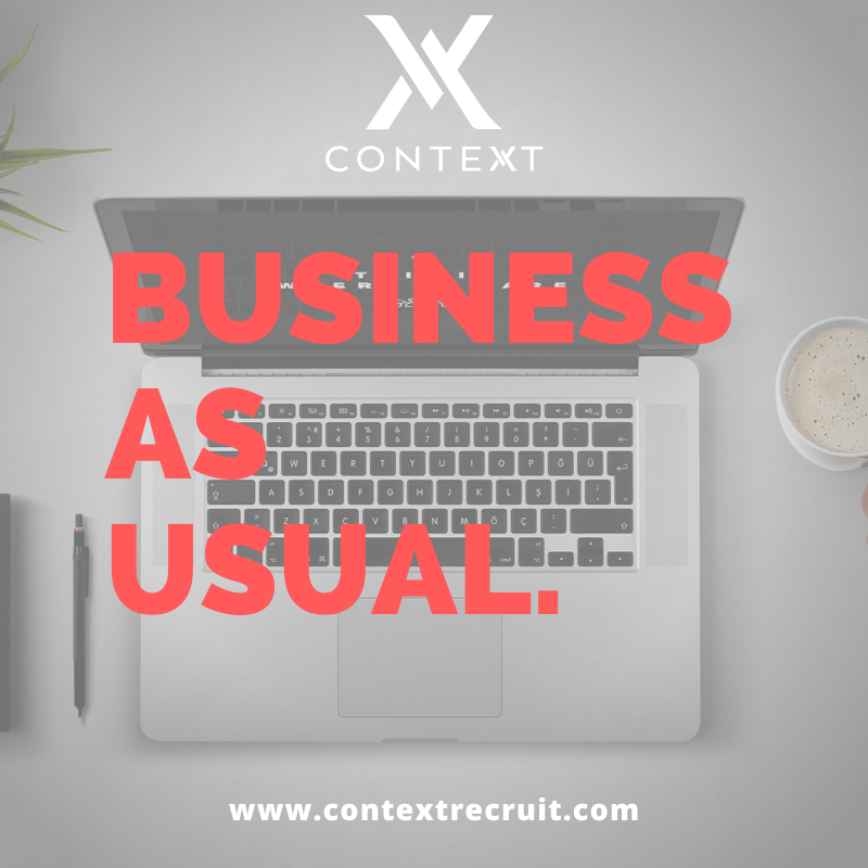 contextrecruit's tweet photo. It's business as usual here, be it from our offices or remote working, we are here and ready to support our clients in every way we can. Whether that means continuing permanent recruitment or supporting short term need. Let's work together.  #coronavirus #businessasusual #support https://t.co/3fV28FjB1h
