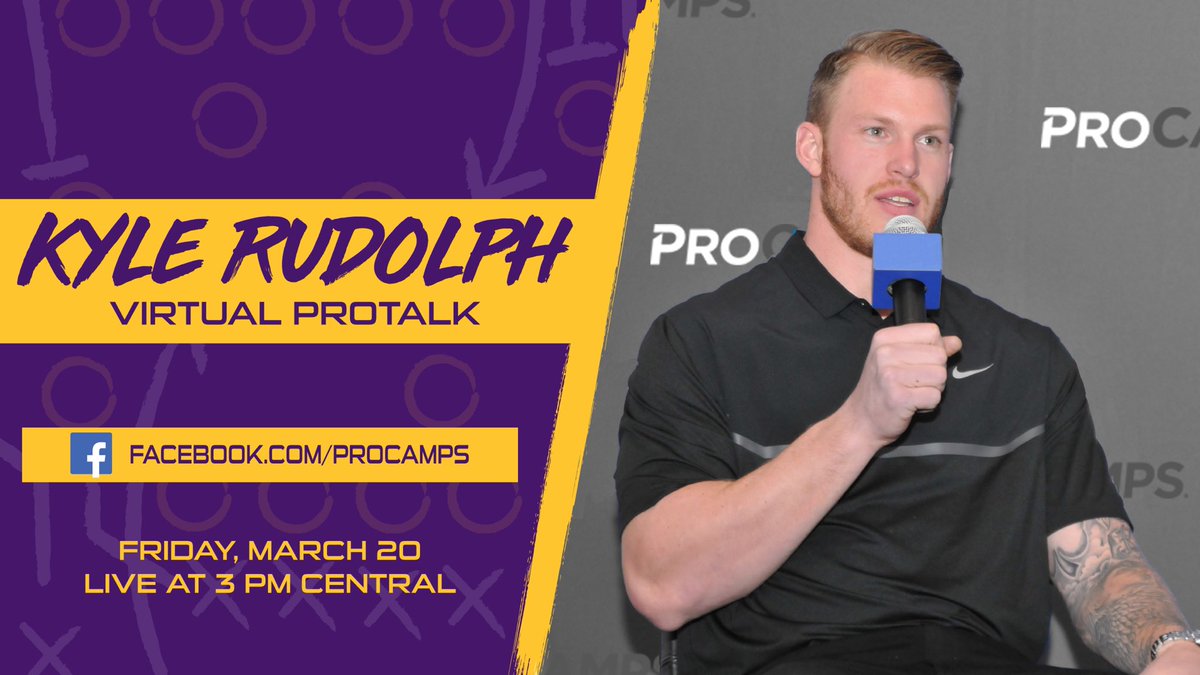 Looking for a way to kill time? Join me this Friday (3/20) at 3pm cst for a Virtual ProTalk, brought to you by @ProCamps! I’ll be live streaming on the @ProCamps Facebook page and will take questions from fans of all ages, share some tips, and talk about my offseason plans. #SKOL