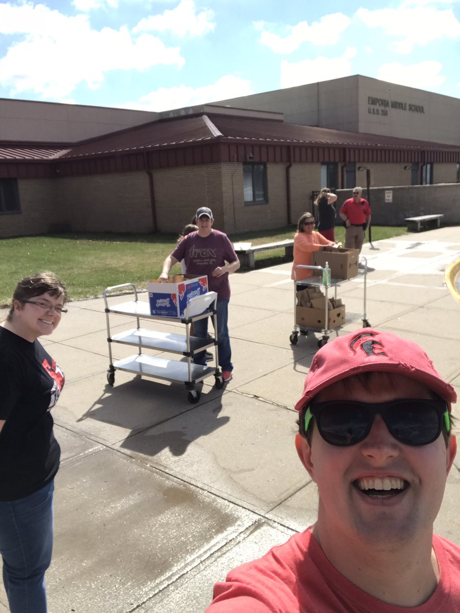 Middle school is here until 1:00 passing out lunch and breakfast.  Come join us. It’s beautiful out here.