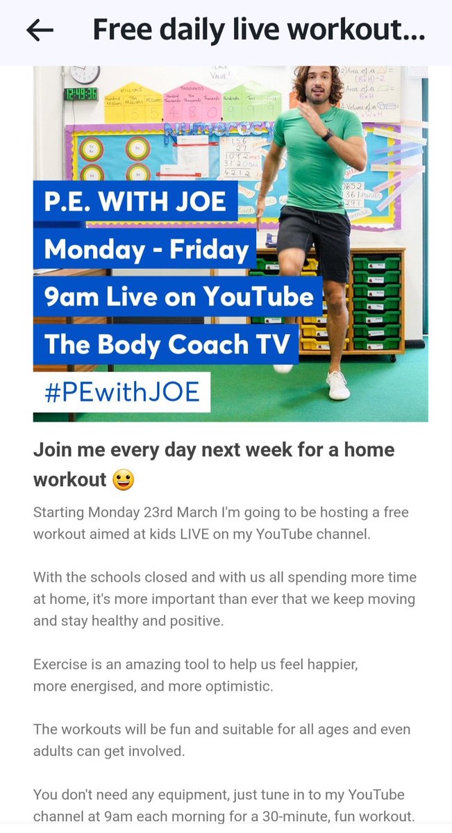 DunneClass's tweet photo. Fantastic! PE for 30 mins every morning starting Monday. Get moving 🏋️‍♀️ 🏃‍♀️ 🏃 https://t.co/aZKqT4Fqi1
