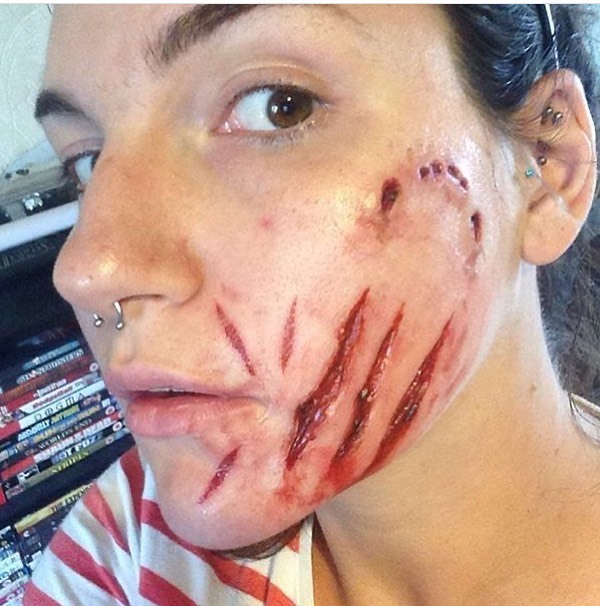 #throwbackthursday to having some fun with some Tinsley 3D Transfers. We didn’t use anything other than the transfers some isopropyl and Dashbo blood palette. Beautifully modelled by <a href="/rocking/">Rocking</a>.motherhood. I love using Tinsley tattoos and FX Transfers they… ift.tt/3ddoIrx