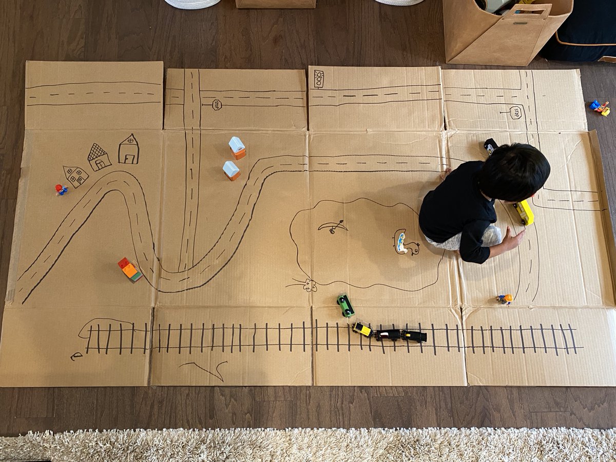 SPatelD69OT's tweet photo. So many opportunities to engage in play, communication, and motor skills with this DIY cardboard box CITY! See next few posts on what you can do! @SkokieSD69 @MadisonSD69 https://t.co/wp0NSlxJIb