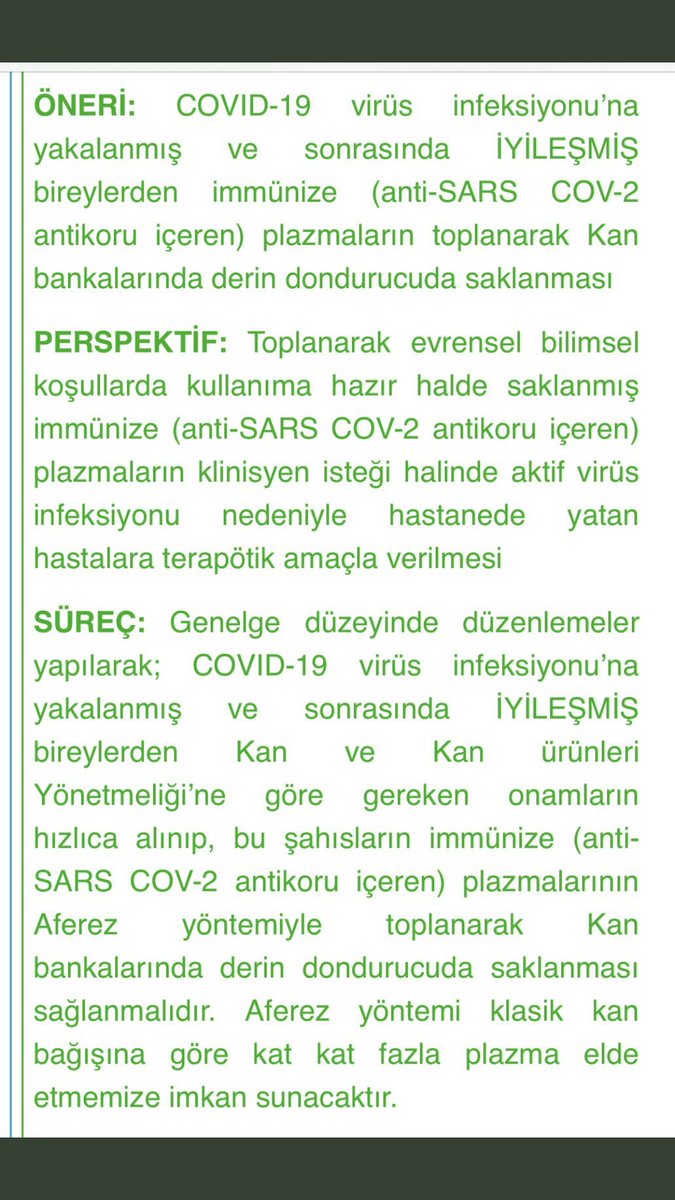 Hacettepe Üniversitesi Kan Bankasının yürüttüğü bir çalışmanın özeti Covid-19 infeksiyonuna yakalanmış ve sonrasında iyileşmiş bireylerden immünize plazma toplanarak hasta bireylere verilmesi amaçlanıyor 
<a href="/drfahrettinkoca/">Dr. Fahrettin Koca</a> 
<a href="/IHaznedaroglu/">İsmet Haznedaroğlu</a>