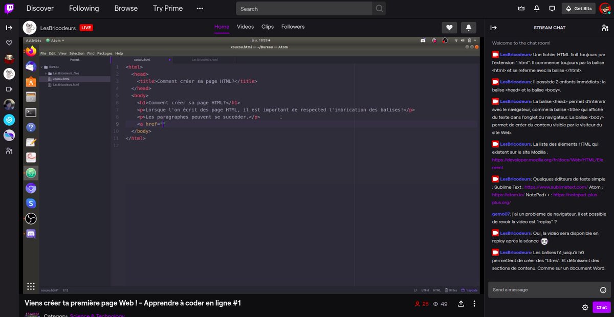 LesBricodeurs's tweet image. On parle web, internet, balises #HTML, @MozDevNet , @AtomEditor @sublimehq, liens hypertext, @mozilla_fr ... C'est le moment de poser vos questions #CoderEnsemble
